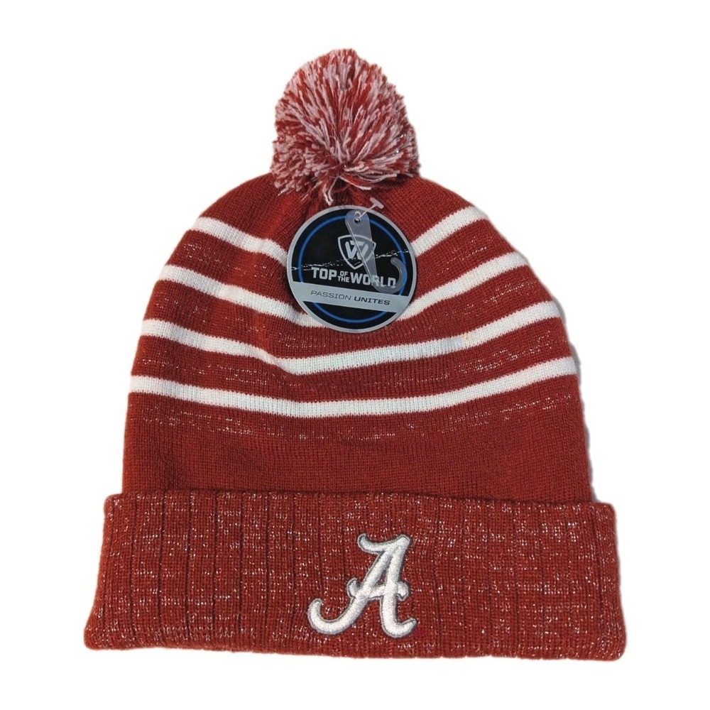 Alabama Crimson Tide Womens Beanie Knit Winter Hat Football Ski Snow Pom‎ Logo